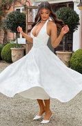 WOMEN'S ELEGANT SUMMER HALTER NECK MIDI DRESS - Zarino Newstyle