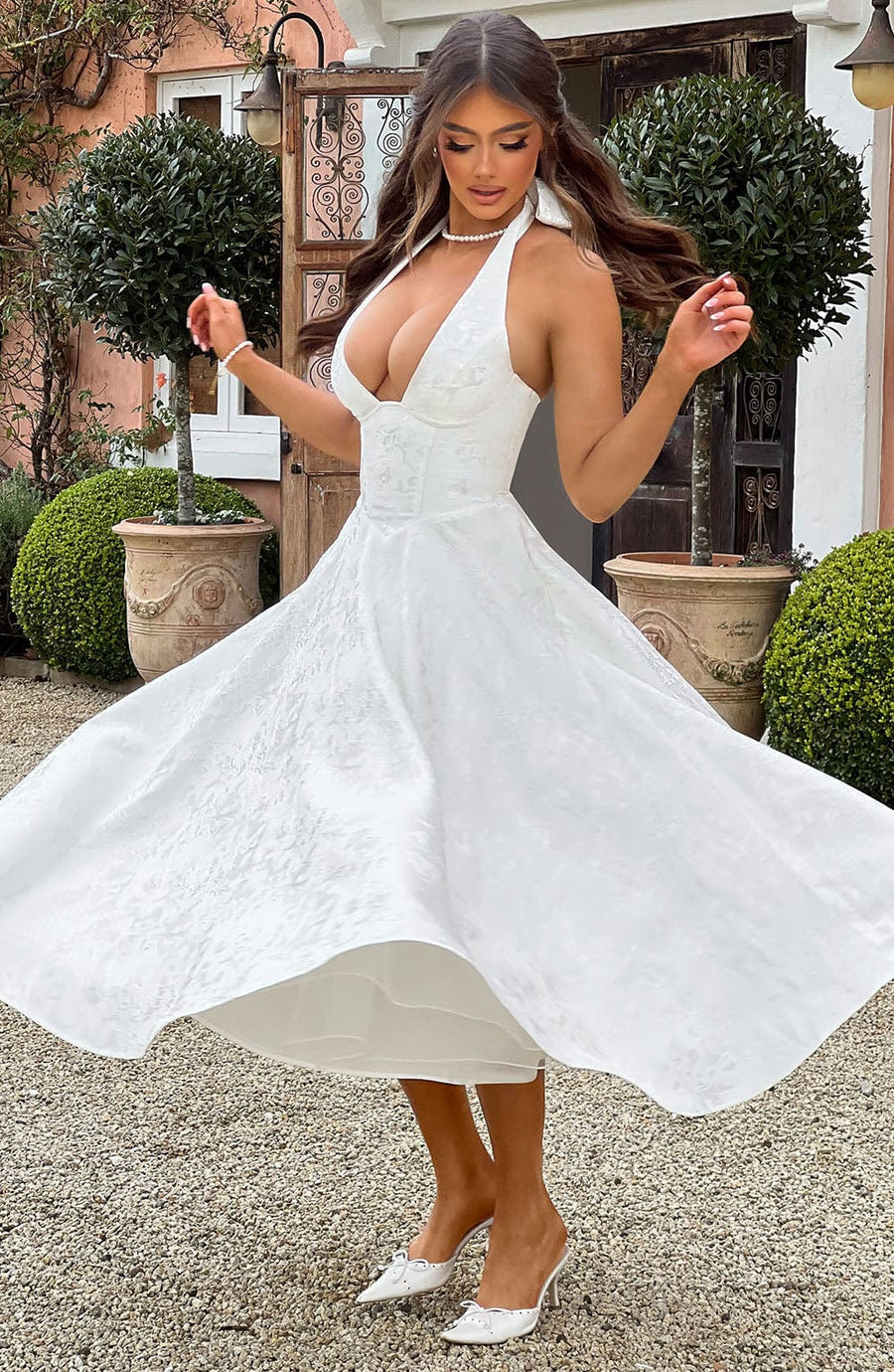 WOMEN'S ELEGANT SUMMER HALTER NECK MIDI DRESS - Zarino Newstyle