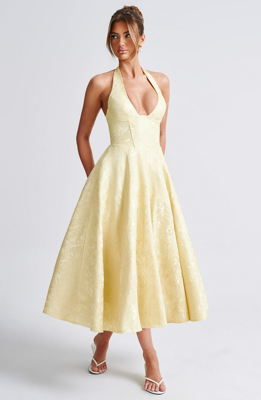WOMEN'S ELEGANT SUMMER HALTER NECK MIDI DRESS - Zarino Newstyle