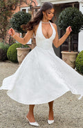 WOMEN'S ELEGANT SUMMER HALTER NECK MIDI DRESS - Zarino Newstyle