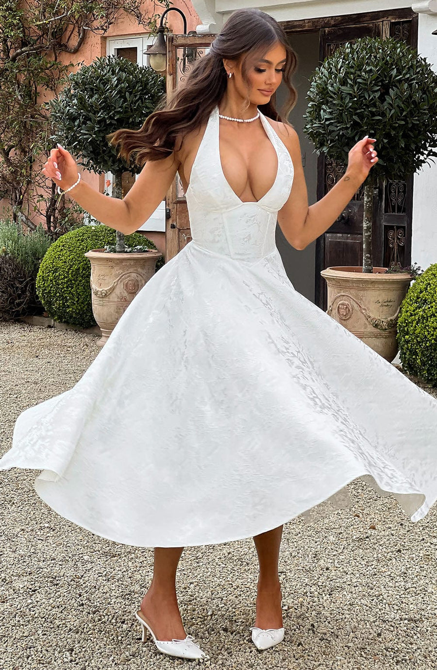 WOMEN'S ELEGANT SUMMER HALTER NECK MIDI DRESS - Zarino Newstyle