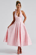 WOMEN'S ELEGANT SUMMER HALTER NECK MIDI DRESS - Zarino Newstyle