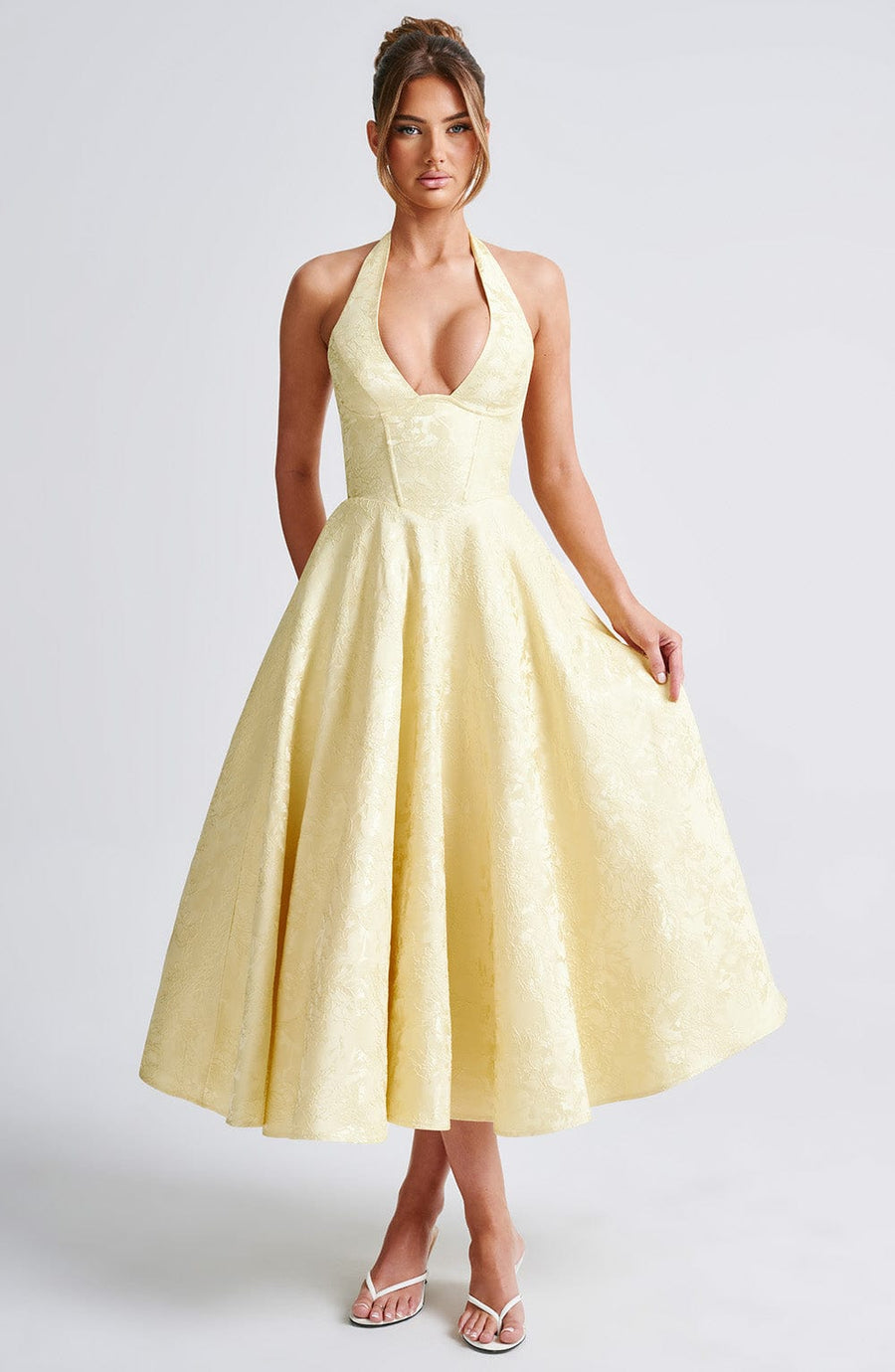 WOMEN'S ELEGANT SUMMER HALTER NECK MIDI DRESS - Zarino Newstyle