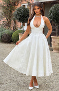 WOMEN'S ELEGANT SUMMER HALTER NECK MIDI DRESS - Zarino Newstyle