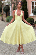 WOMEN'S ELEGANT SUMMER HALTER NECK MIDI DRESS - Zarino Newstyle