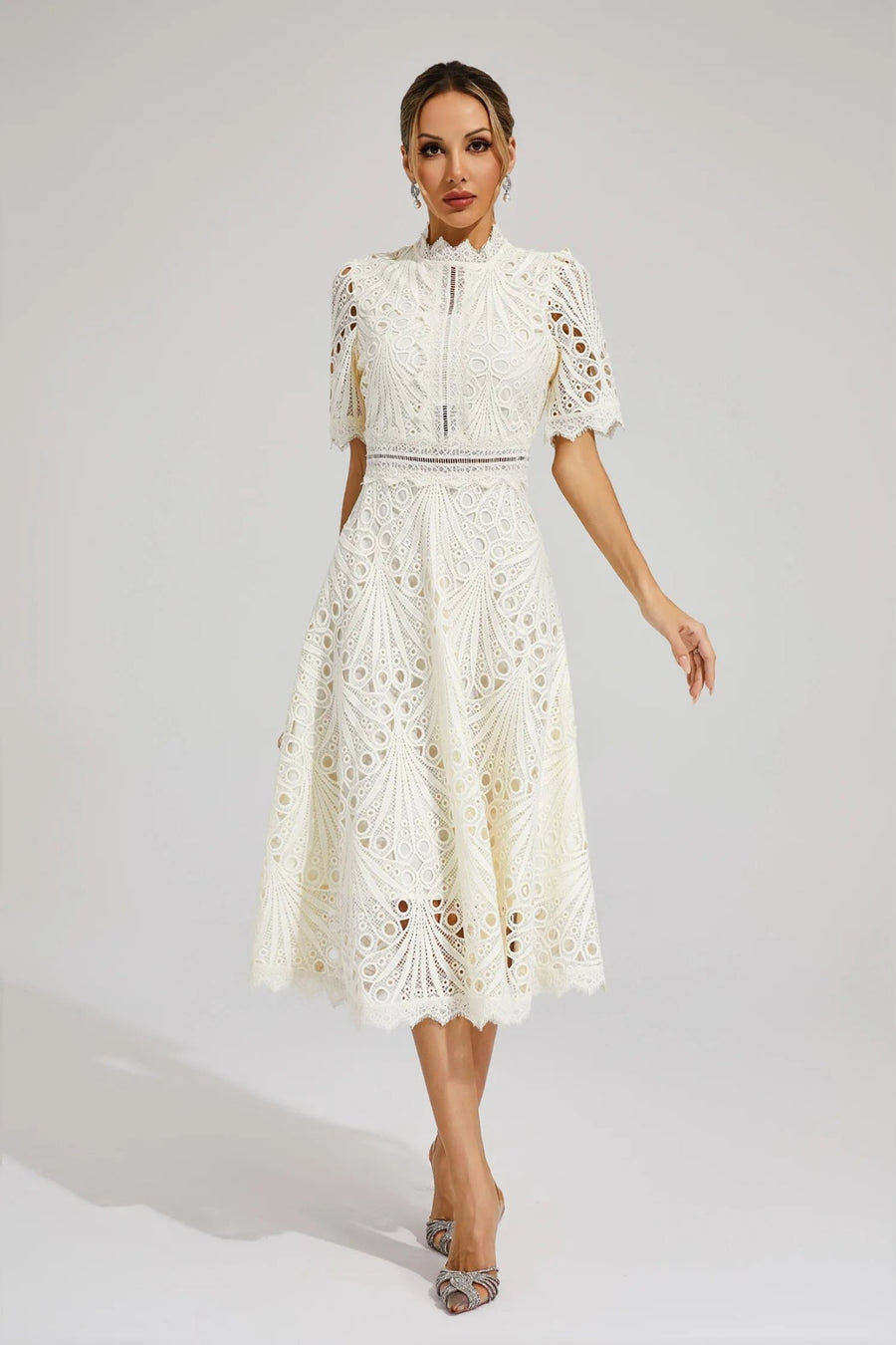 WOMEN'S ELEGANT SUMMER LACE MIDI DRESS - Zarino Newstyle