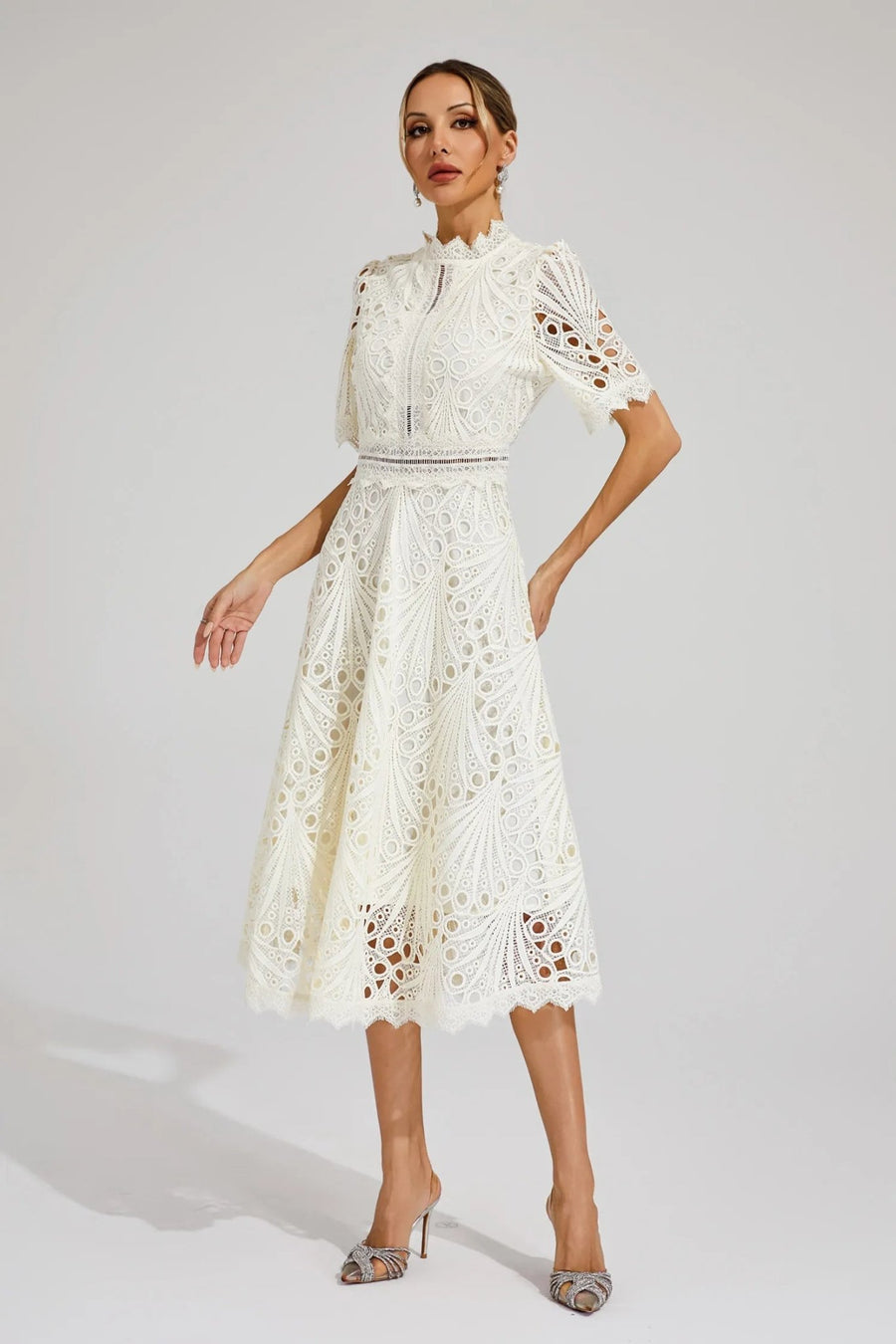 WOMEN'S ELEGANT SUMMER LACE MIDI DRESS - Zarino Newstyle
