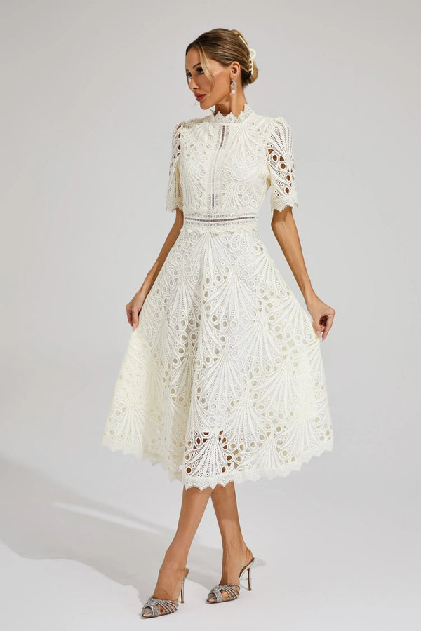 WOMEN'S ELEGANT SUMMER LACE MIDI DRESS