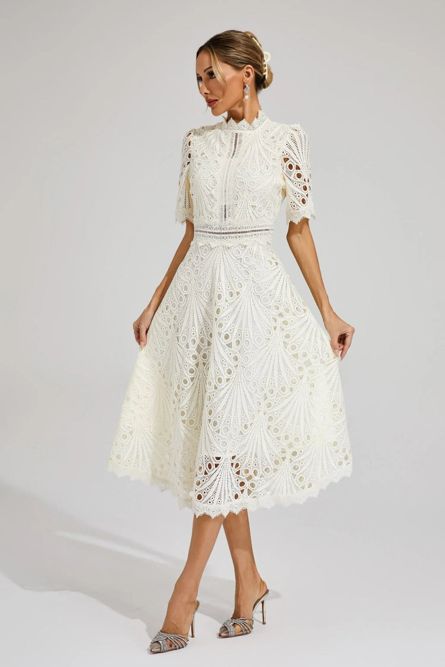 WOMEN'S ELEGANT SUMMER LACE MIDI DRESS - Zarino Newstyle