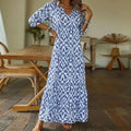 WOMEN'S ELEGANT SUMMER PATTERNED MAXI DRESS - Zarino Newstyle