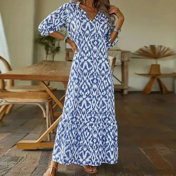 WOMEN'S ELEGANT SUMMER PATTERNED MAXI DRESS