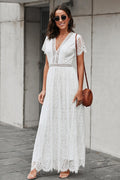 WOMEN'S ELEGANT SUMMER WHITE LACE MAXI DRESS - Zarino Newstyle