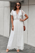 WOMEN'S ELEGANT SUMMER WHITE LACE MAXI DRESS - Zarino Newstyle