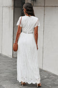 WOMEN'S ELEGANT SUMMER WHITE LACE MAXI DRESS - Zarino Newstyle