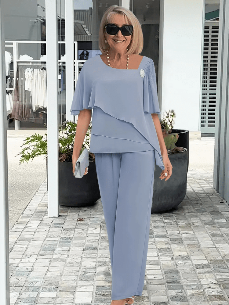 WOMEN'S ELEGANT TWO PIECE OVERLAY TROUSER SET - Zarino Newstyle