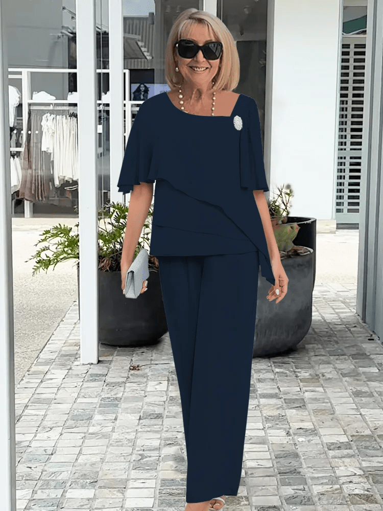 WOMEN'S ELEGANT TWO PIECE OVERLAY TROUSER SET - Zarino Newstyle