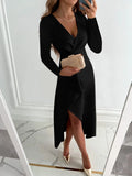 WOMEN'S ELEGANT V - NECK SHEATH SLIT SUMMER MIDI DRESS - Zarino Newstyle