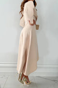 WOMEN'S ELEGANT V - NECK SHEATH SLIT SUMMER MIDI DRESS - Zarino Newstyle