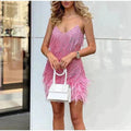 WOMEN'S FEATHER TRIM SEQUIN SUMMER MINI DRESS - Zarino Newstyle
