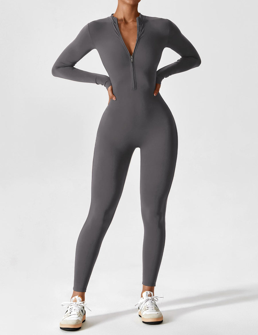 WOMEN'S FITTED ZIP UP LONG SLEEVE JUMPSUIT SET - Zarino Newstyle