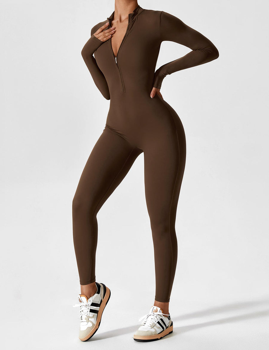 WOMEN'S FITTED ZIP UP LONG SLEEVE JUMPSUIT SET - Zarino Newstyle