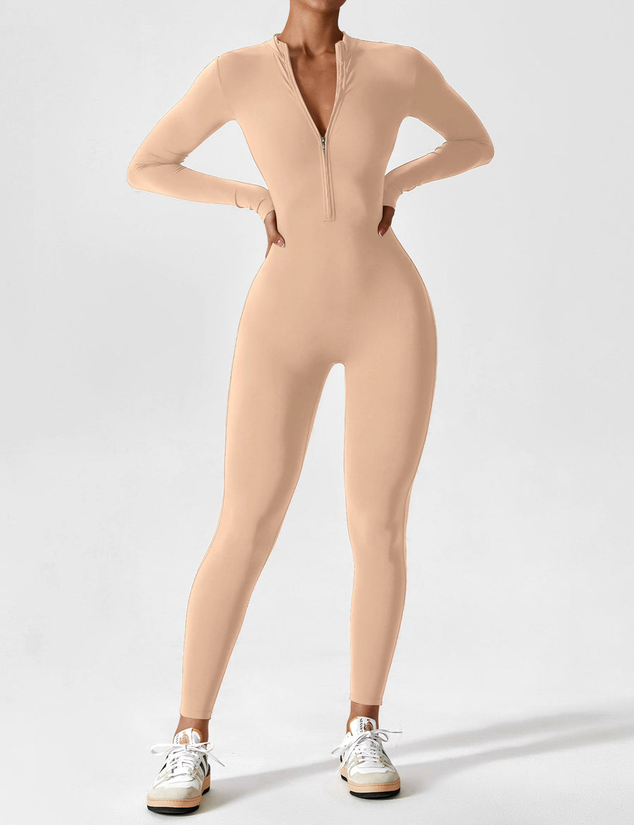 WOMEN'S FITTED ZIP UP LONG SLEEVE JUMPSUIT SET - Zarino Newstyle