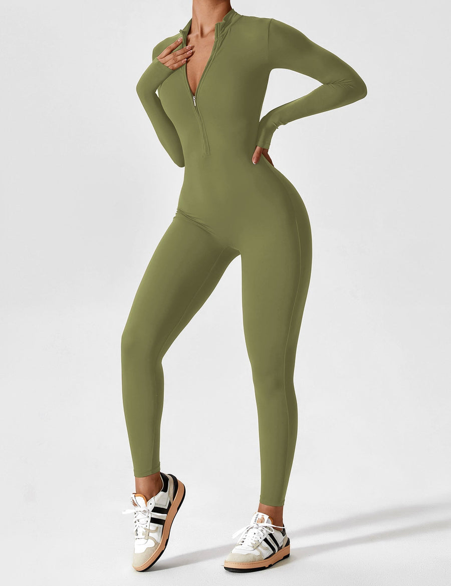WOMEN'S FITTED ZIP UP LONG SLEEVE JUMPSUIT SET - Zarino Newstyle