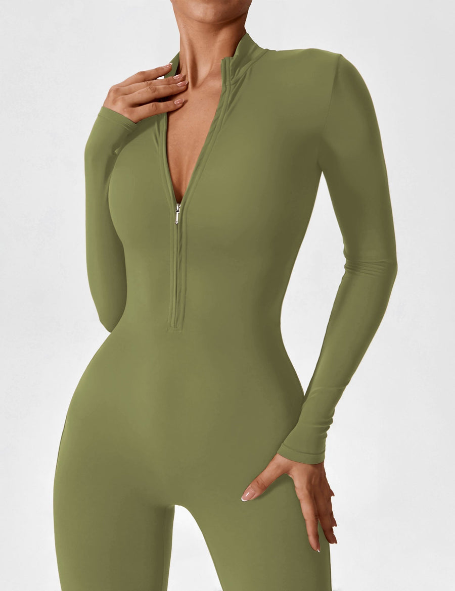 WOMEN'S FITTED ZIP UP LONG SLEEVE JUMPSUIT SET - Zarino Newstyle