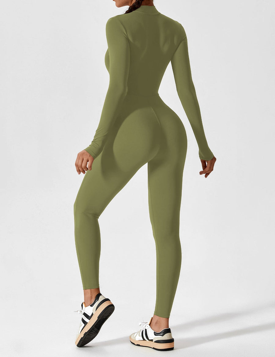 WOMEN'S FITTED ZIP UP LONG SLEEVE JUMPSUIT SET - Zarino Newstyle