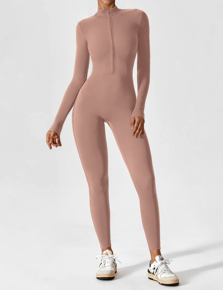 WOMEN'S FITTED ZIP UP LONG SLEEVE JUMPSUIT SET - Zarino Newstyle
