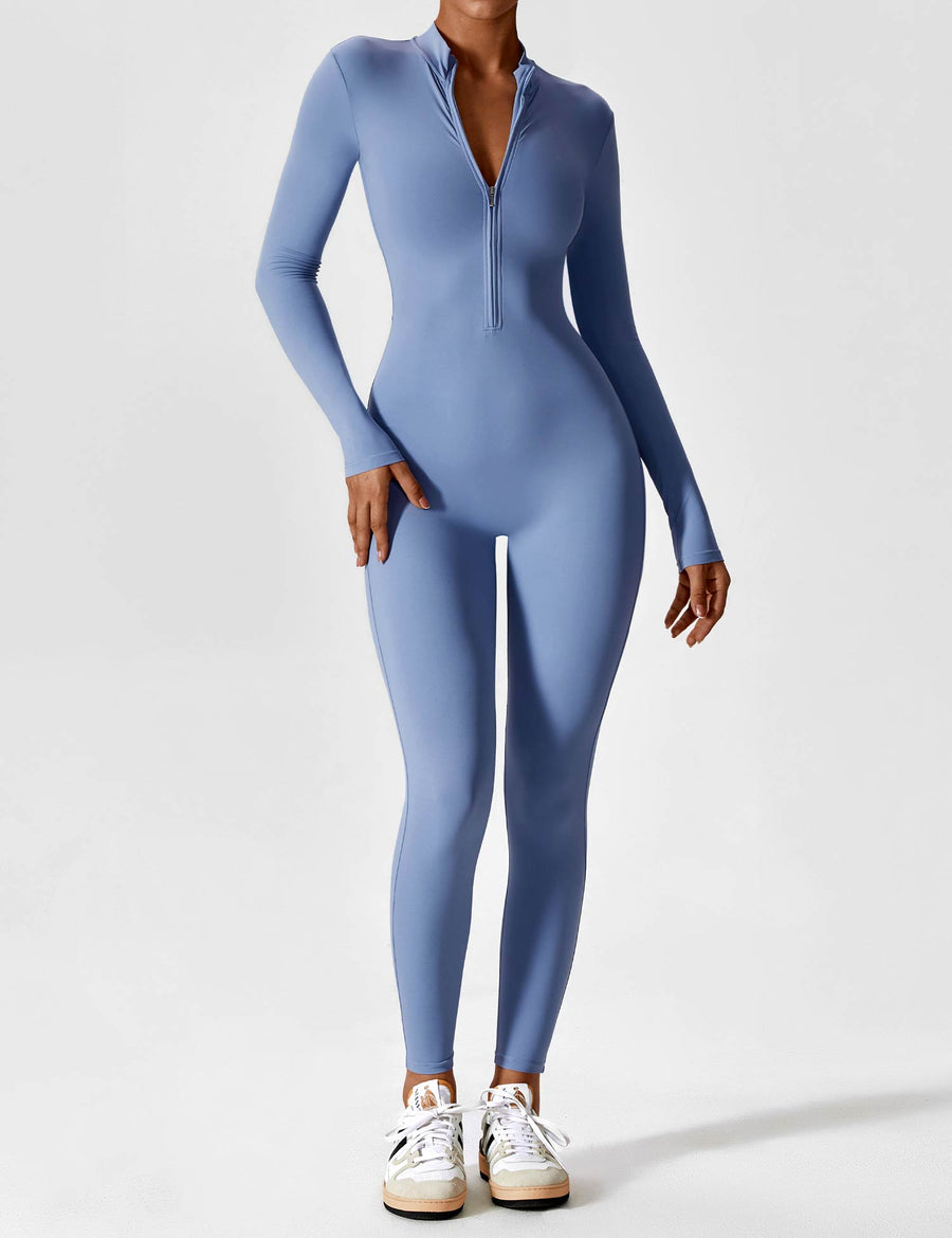 WOMEN'S FITTED ZIP UP LONG SLEEVE JUMPSUIT SET - Zarino Newstyle