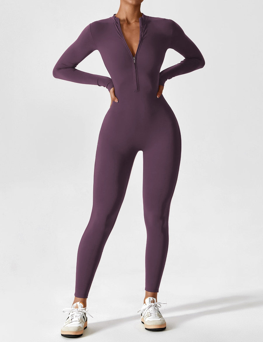 WOMEN'S FITTED ZIP UP LONG SLEEVE JUMPSUIT SET - Zarino Newstyle