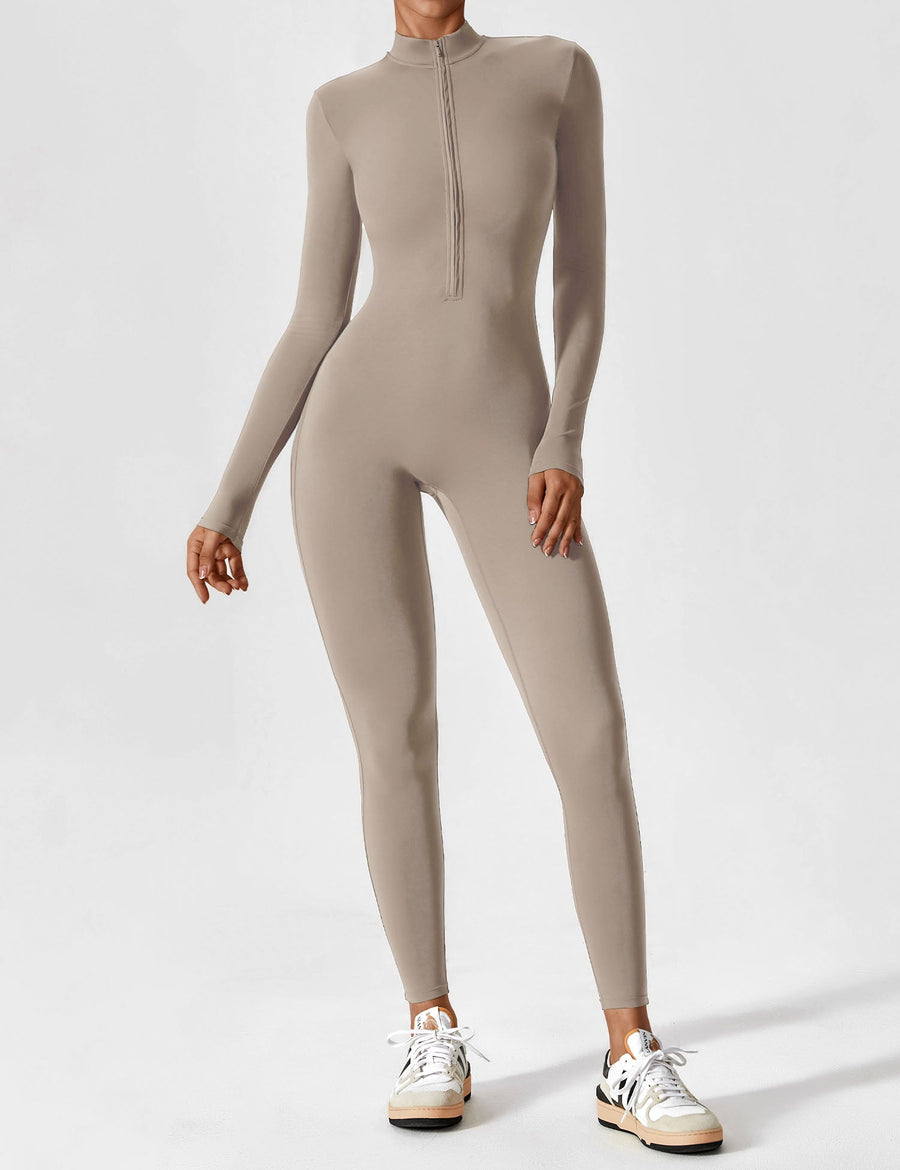 WOMEN'S FITTED ZIP UP LONG SLEEVE JUMPSUIT SET - Zarino Newstyle