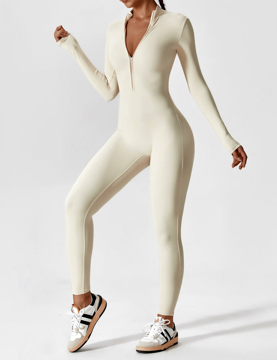 WOMEN'S FITTED ZIP UP LONG SLEEVE JUMPSUIT SET - Zarino Newstyle