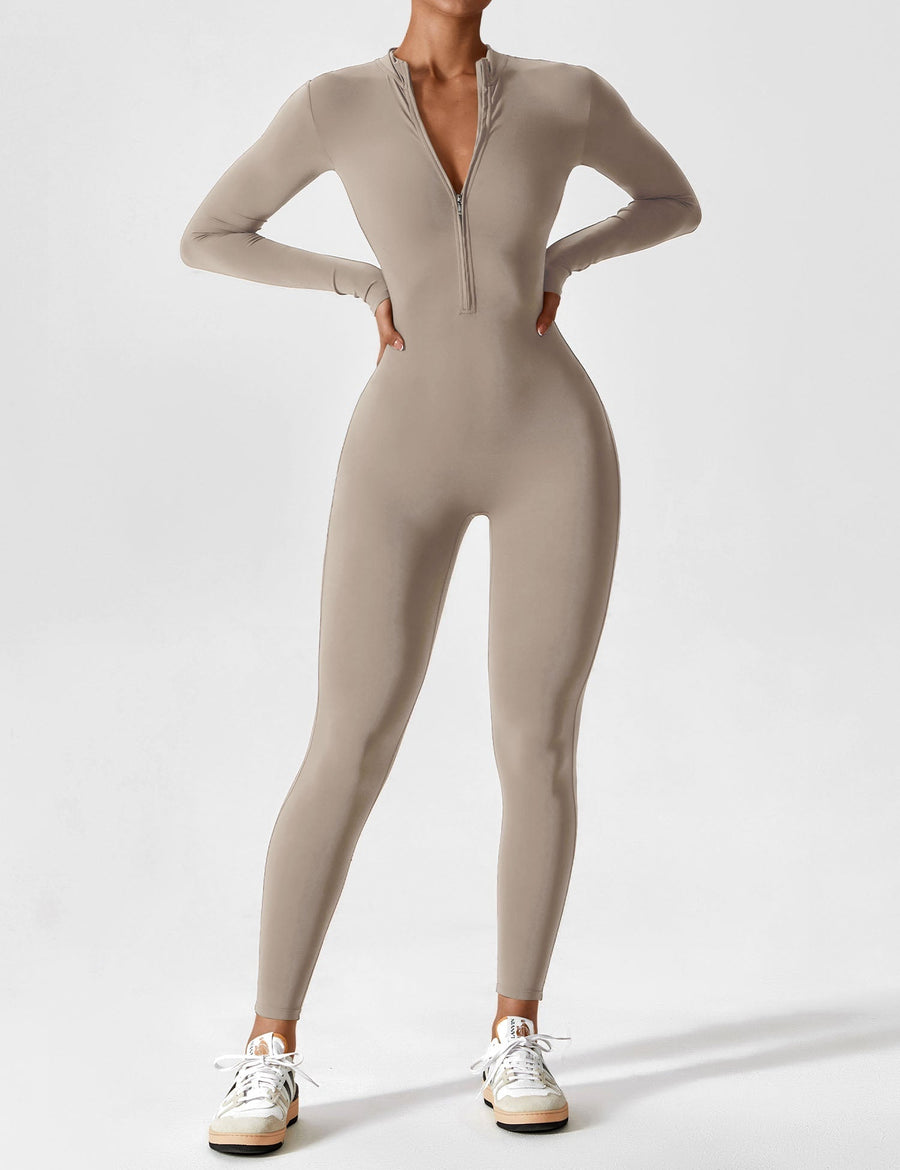WOMEN'S FITTED ZIP UP LONG SLEEVE JUMPSUIT SET - Zarino Newstyle