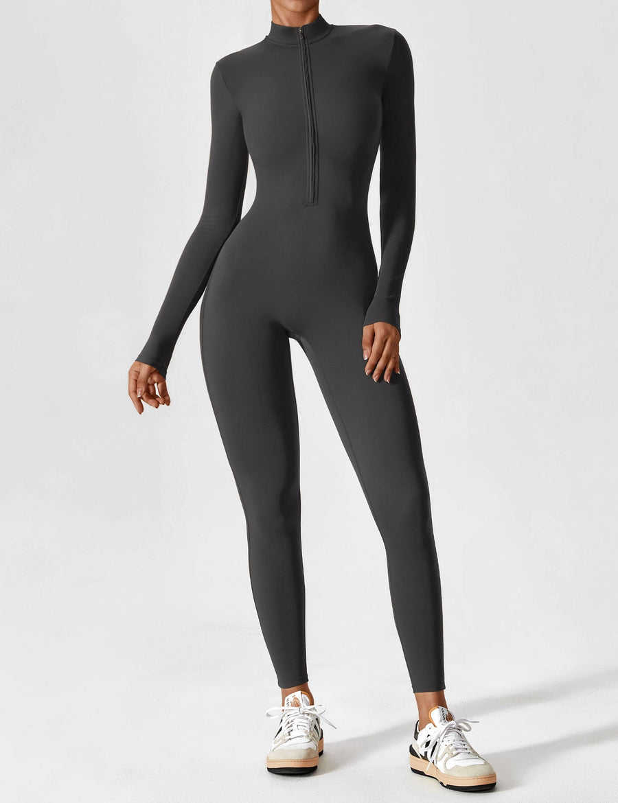 WOMEN'S FITTED ZIP UP LONG SLEEVE JUMPSUIT SET - Zarino Newstyle