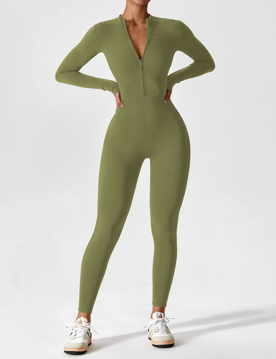 WOMEN'S FITTED ZIP UP LONG SLEEVE JUMPSUIT SET - Zarino Newstyle
