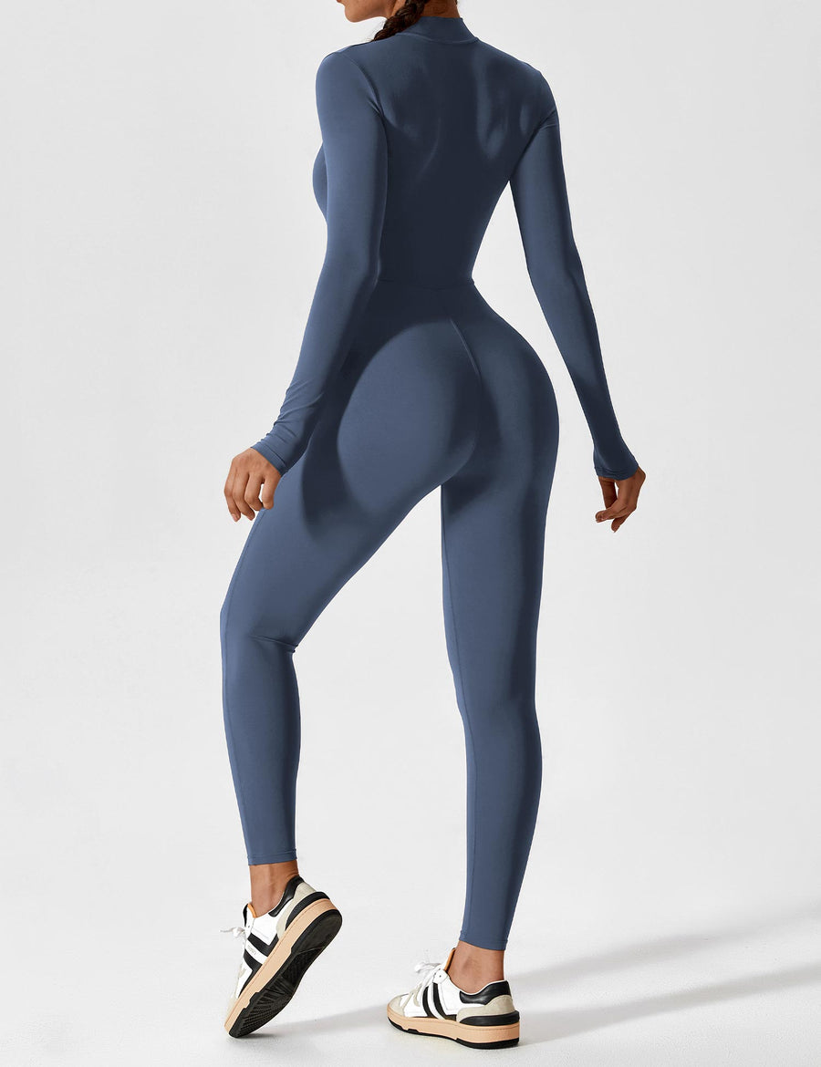 WOMEN'S FITTED ZIP UP LONG SLEEVE JUMPSUIT SET - Zarino Newstyle