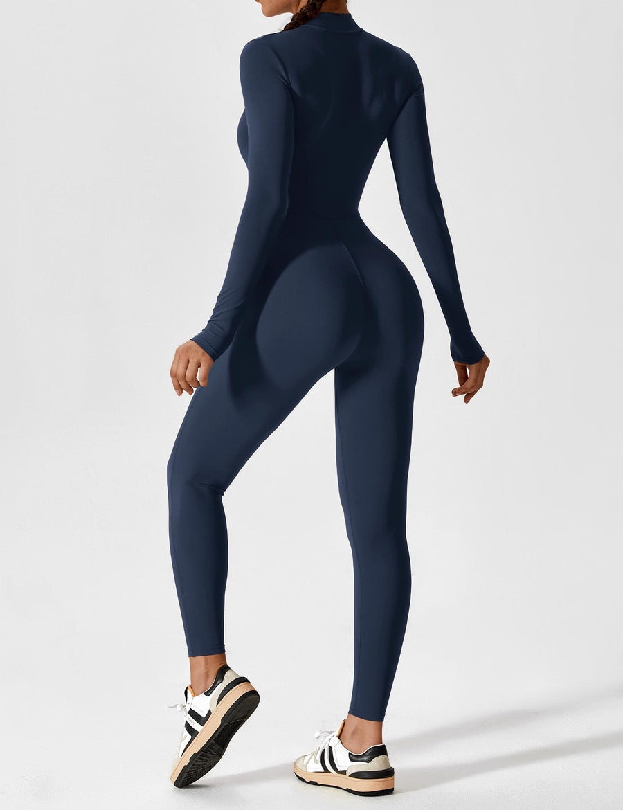 WOMEN'S FITTED ZIP UP LONG SLEEVE JUMPSUIT SET - Zarino Newstyle