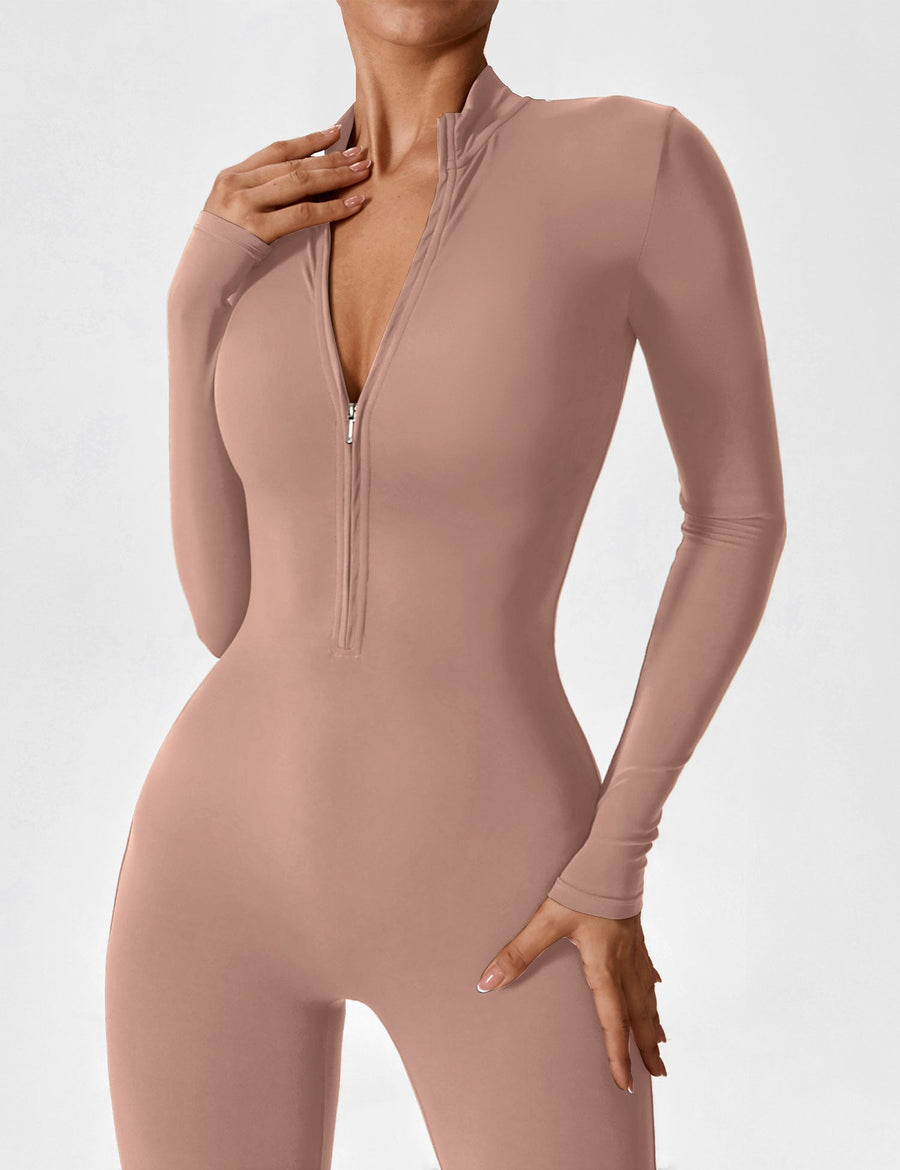 WOMEN'S FITTED ZIP UP LONG SLEEVE JUMPSUIT SET - Zarino Newstyle