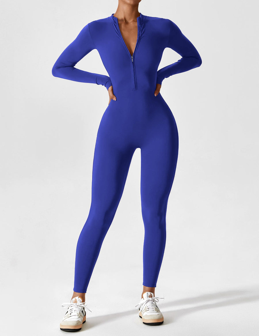 WOMEN'S FITTED ZIP UP LONG SLEEVE JUMPSUIT SET - Zarino Newstyle