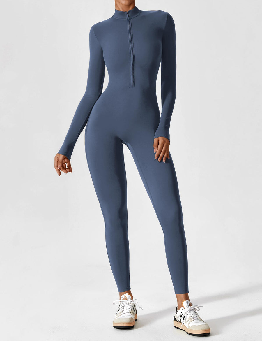WOMEN'S FITTED ZIP UP LONG SLEEVE JUMPSUIT SET - Zarino Newstyle