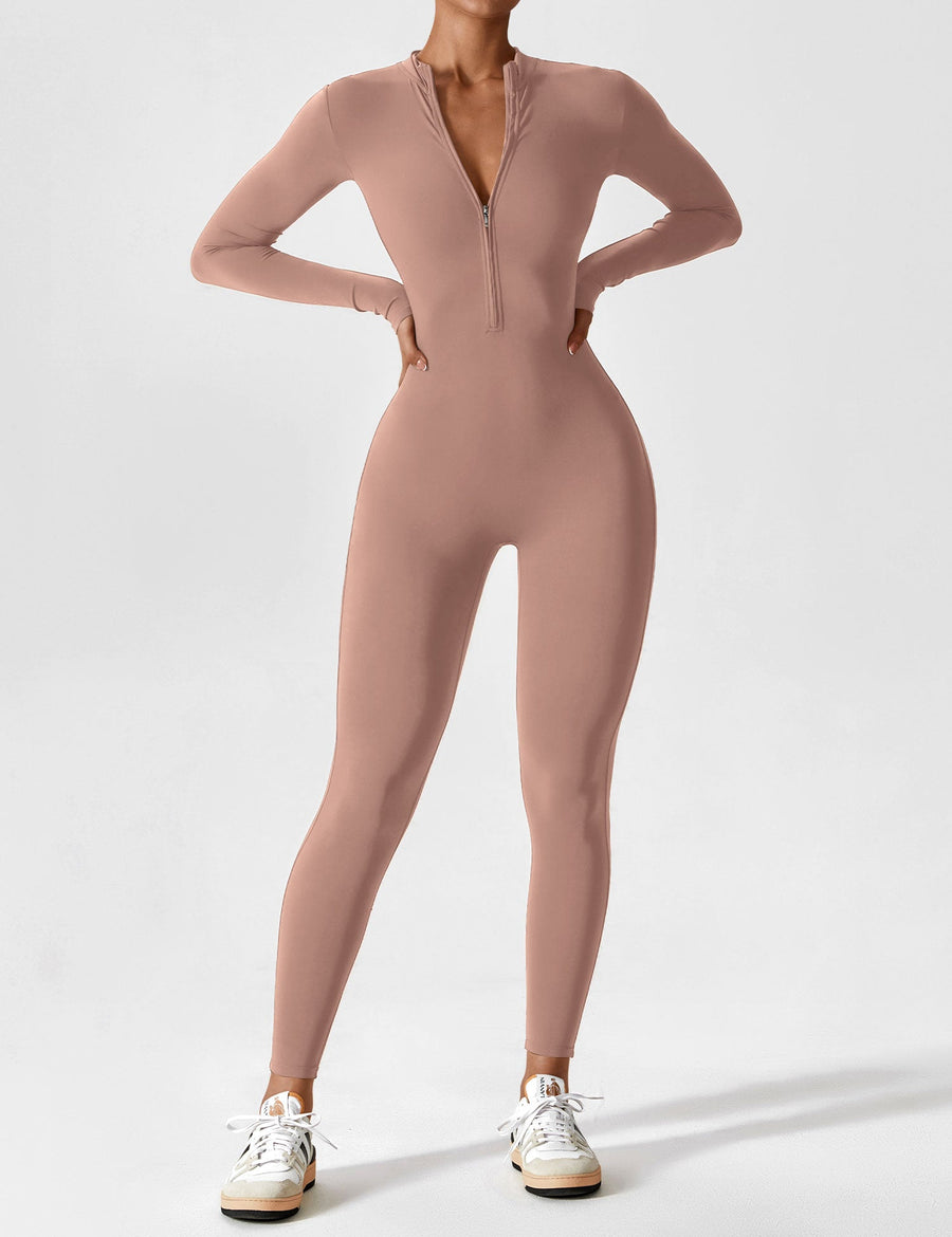 WOMEN'S FITTED ZIP UP LONG SLEEVE JUMPSUIT SET - Zarino Newstyle