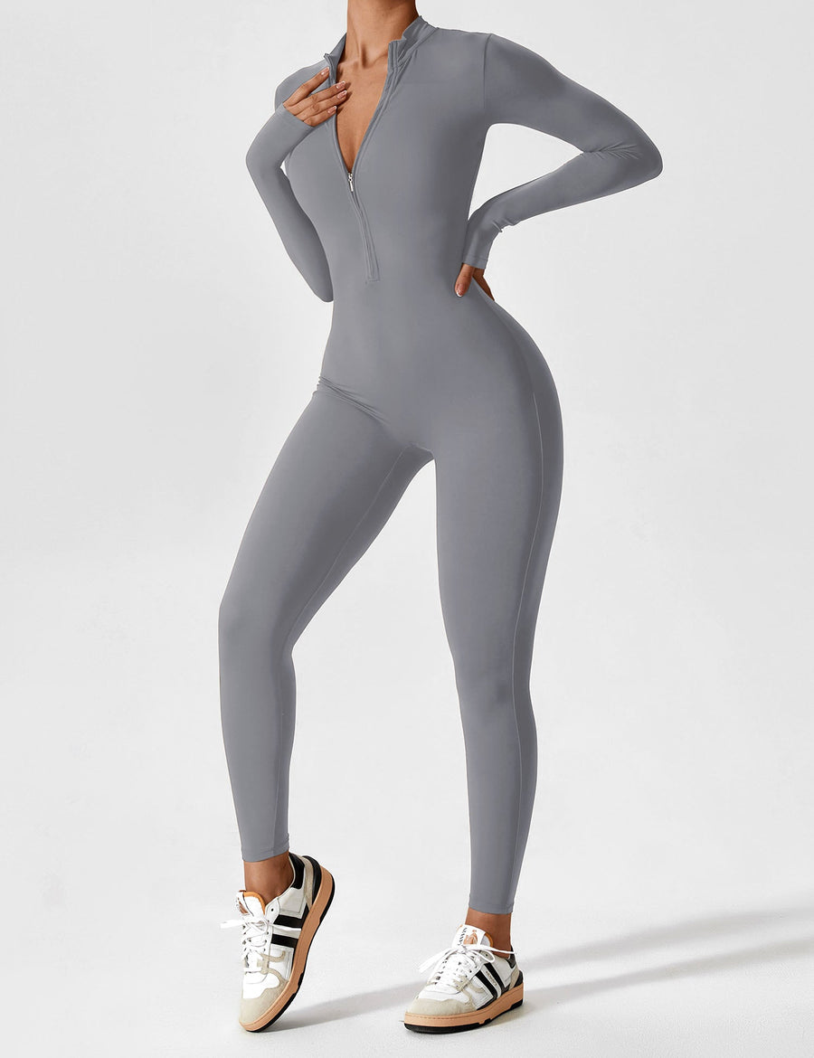 WOMEN'S FITTED ZIP UP LONG SLEEVE JUMPSUIT SET - Zarino Newstyle