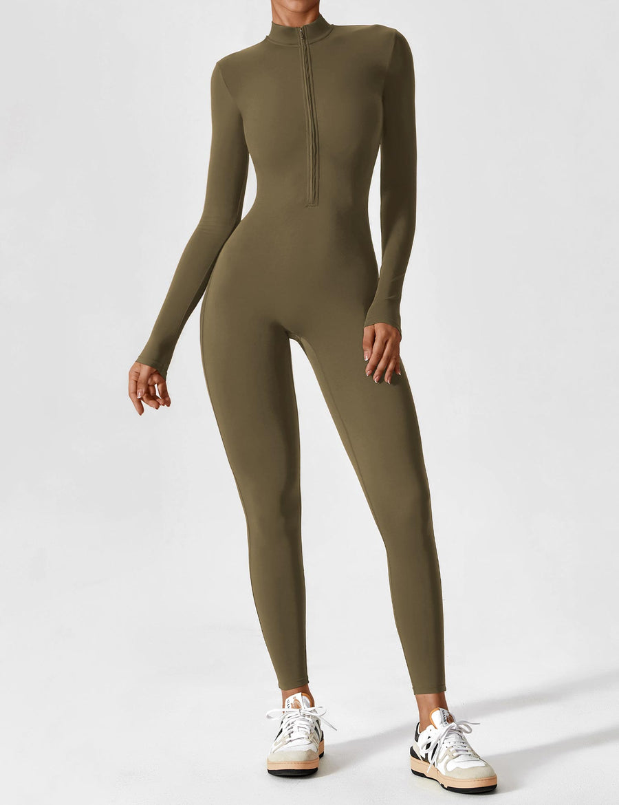 WOMEN'S FITTED ZIP UP LONG SLEEVE JUMPSUIT SET - Zarino Newstyle