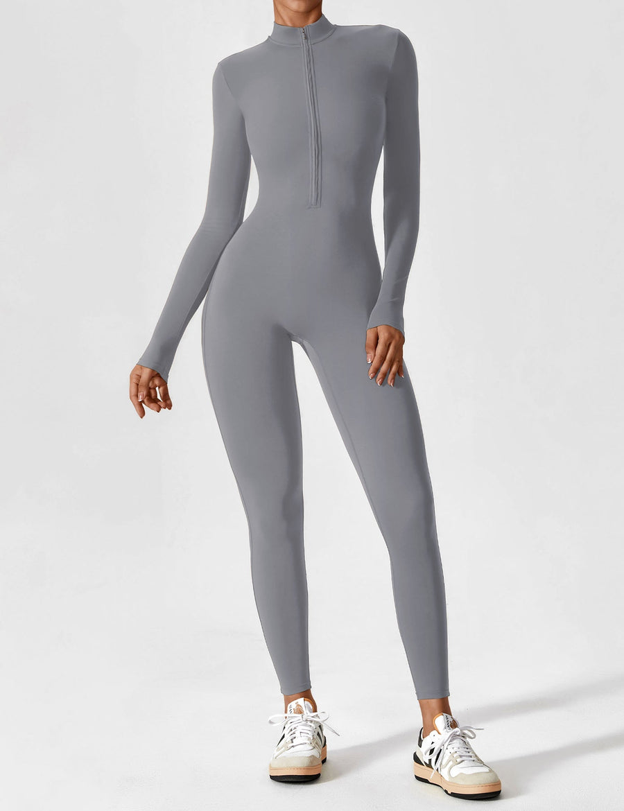 WOMEN'S FITTED ZIP UP LONG SLEEVE JUMPSUIT SET - Zarino Newstyle