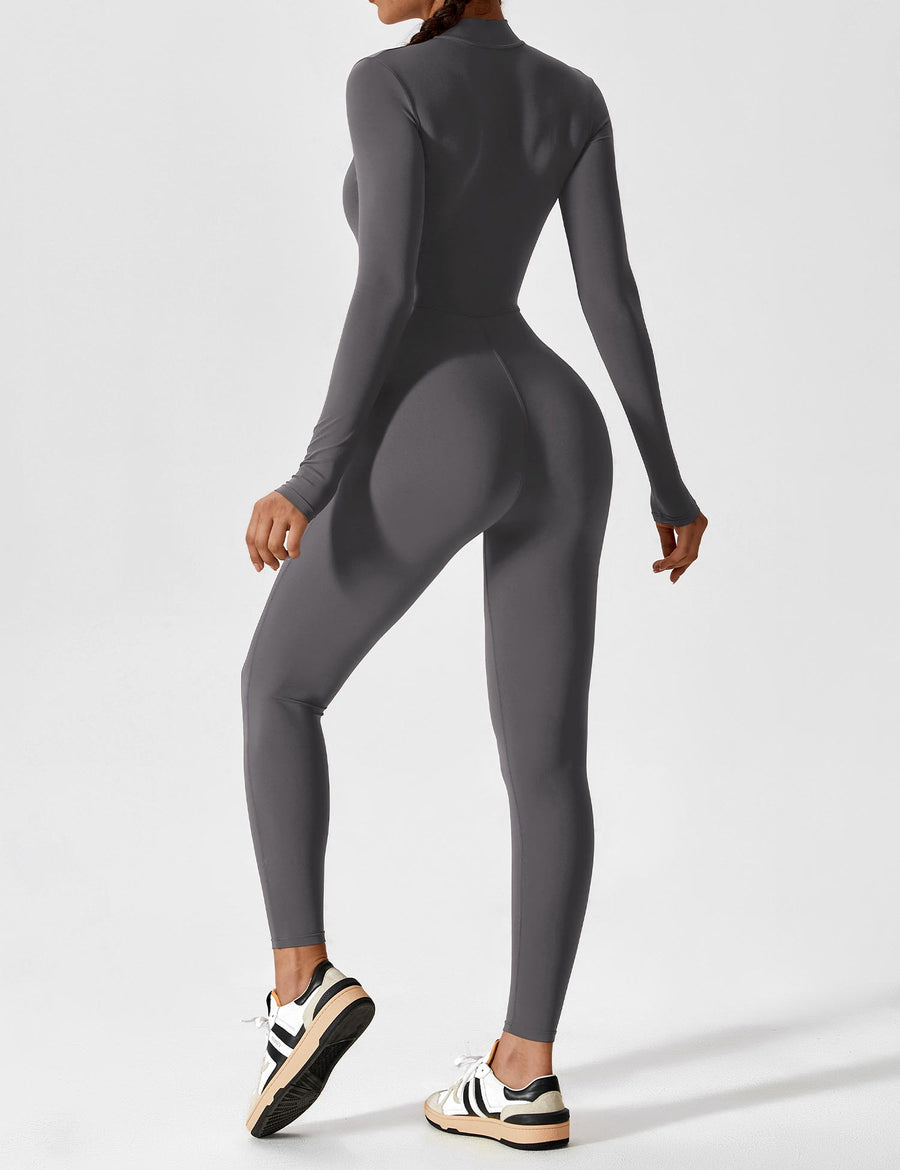 WOMEN'S FITTED ZIP UP LONG SLEEVE JUMPSUIT SET - Zarino Newstyle