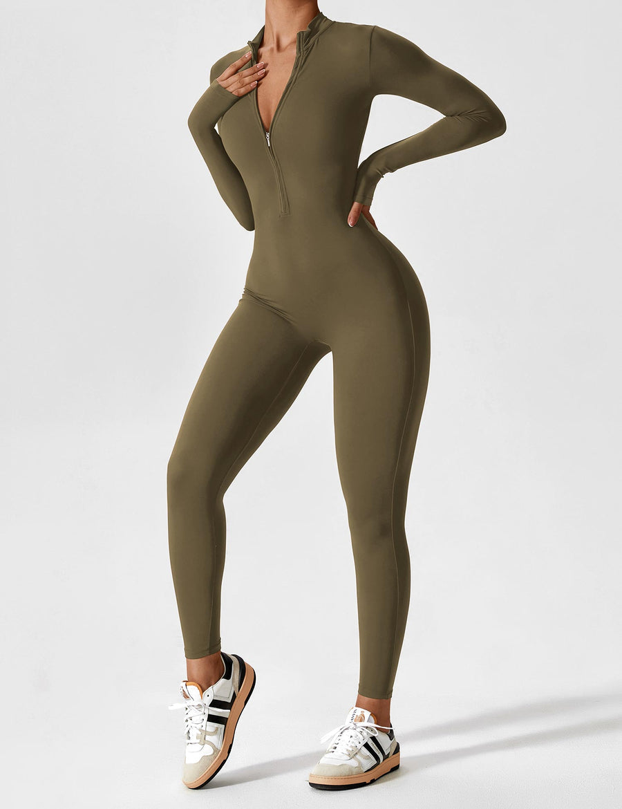 WOMEN'S FITTED ZIP UP LONG SLEEVE JUMPSUIT SET - Zarino Newstyle