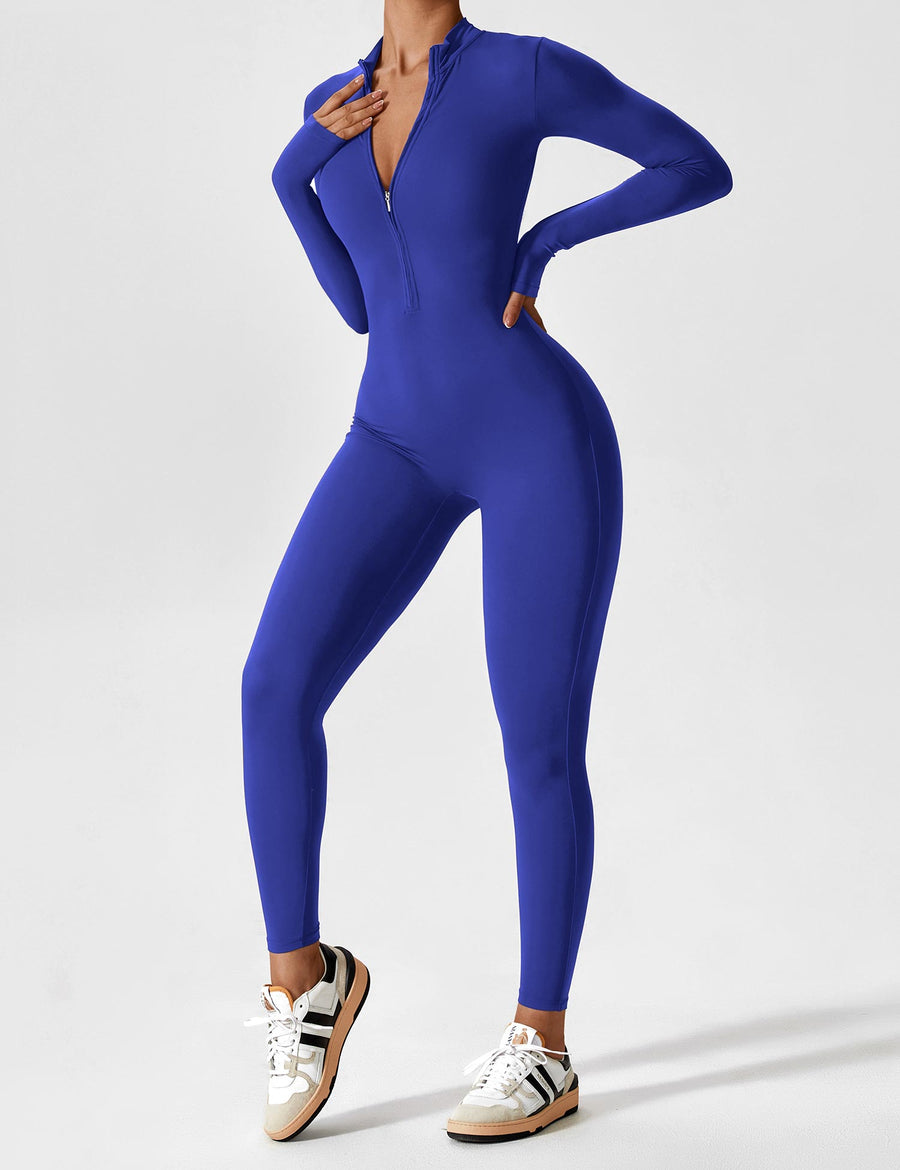 WOMEN'S FITTED ZIP UP LONG SLEEVE JUMPSUIT SET - Zarino Newstyle