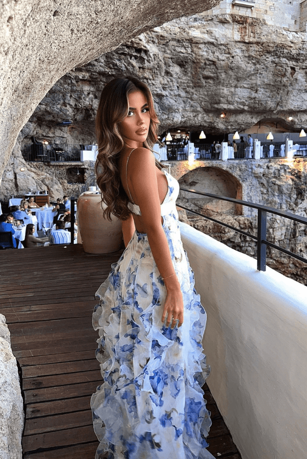 WOMEN'S FLORAL CUT OUT SUMMER MAXI DRESS